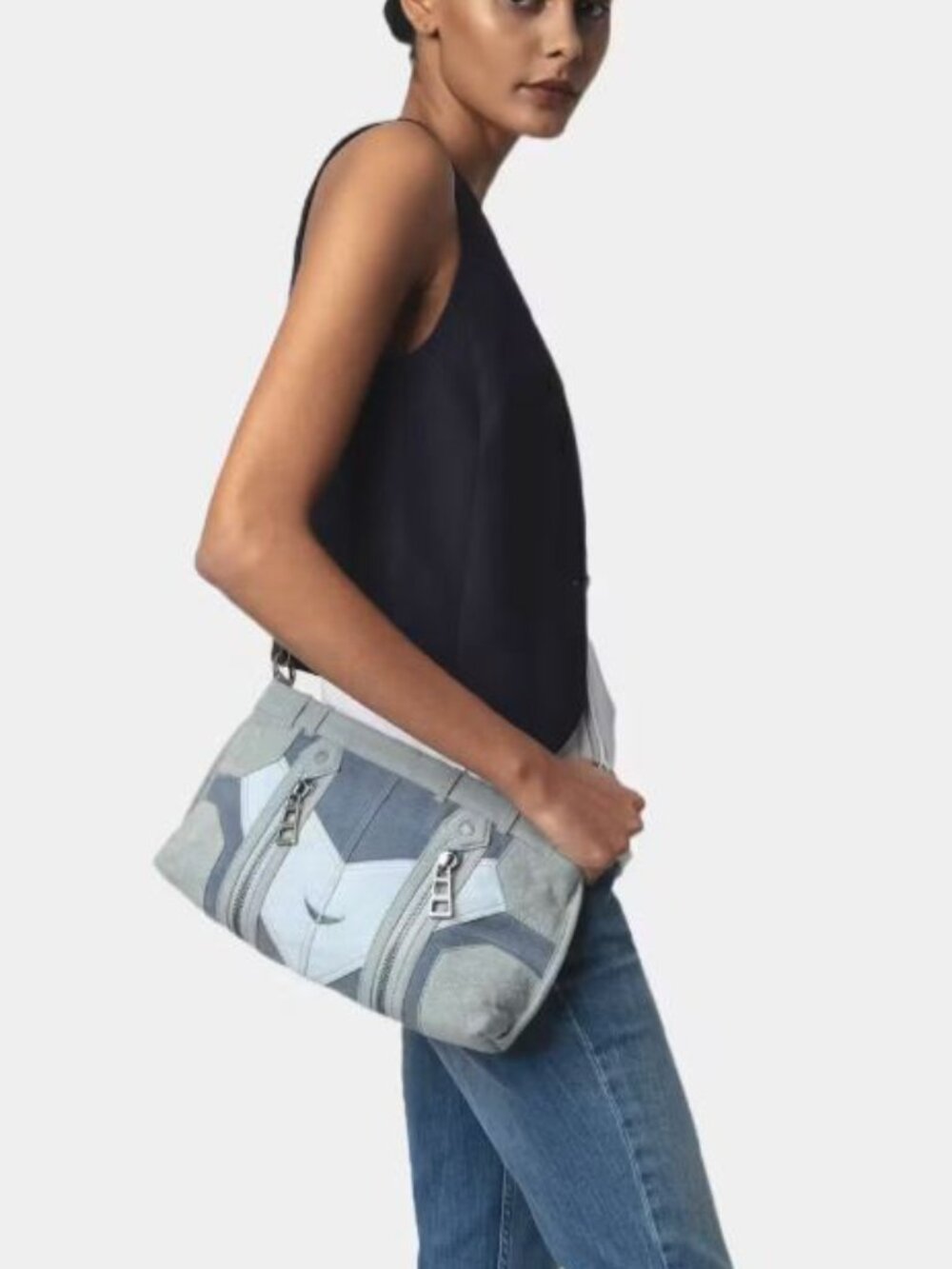 Zadig and VoltaireSunny Moody Blue Denim Shoulder Bag